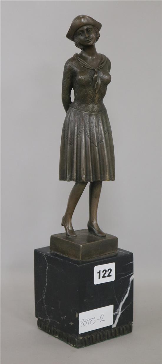 A bronze of a lady height 38cm